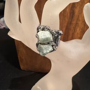 Mixed Metal Ring. Hand forged with quartz stones